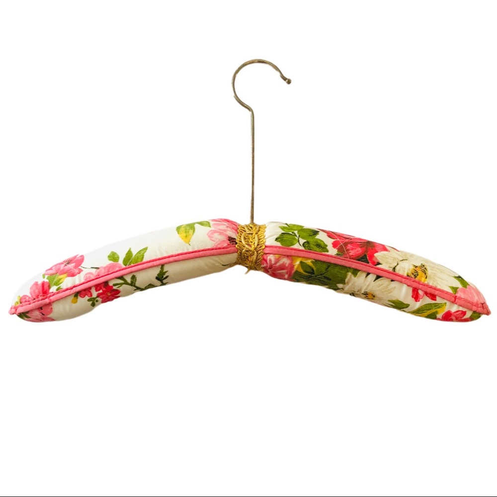 VTG Floral Shabby Chic LUXE Padded Coat or Gown Hanger Roses & Peonies 17" Wide